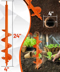 4X24 Inch Auger Drill Bit For Planting Heavy Duty Garden Post Hole Digger With Spiral Double Blade and Hex Drive in action