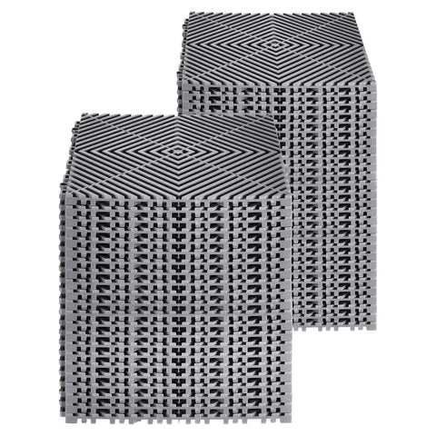 Interlocking Drainage Mat Tiles 12 Inch By 12 Inch Pack Of 55 Non Slip PP Floor Shower Mats For Garage Garden Kitchen And Outdoor Use Gray