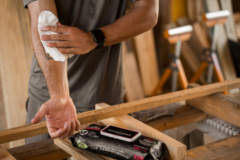 Heavy Duty Cleaning Wipes For Paint Prep And Degreasing On The Go, Travel Size Flat Pack in use during a DIY project