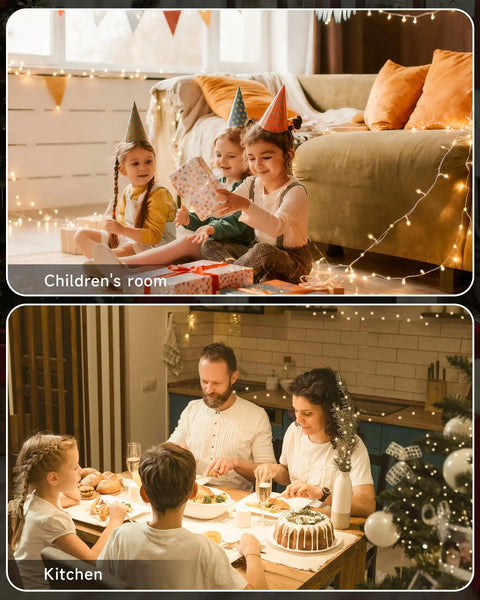 165 Ft 500 LED Christmas Lights Outdoor Indoor Plug In Warm White Waterproof Connectable Clear Wire Twinkle Lights in cozy home scene