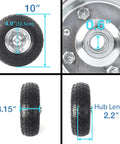 4-Pack 10-Inch Solid Rubber Tire Wheels Replacement 4.10/3.50-4 No Flat With 5/8 Bearings And 2.2 Inch Offset Hub for carts