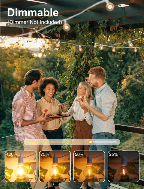29 Feet LED Outdoor String Lights With Shatterproof G40 Edison Bulbs, Connectable Weatherproof Patio Lighting installed for backyard vibe