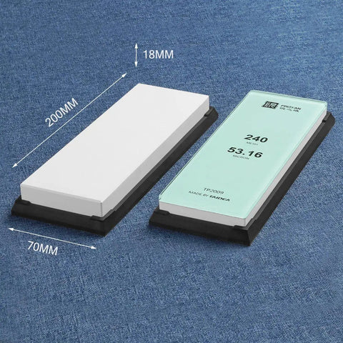 Professional Glass Sharpening Stone Whetstone 15,000 Grit For Razor Sharp Knives shown with dimensions 200 x 70 x 18mm