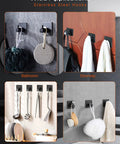 Self Adhesive RV Toilet Paper Holder With Two Hanging Hooks For Campers No Drill in various home settings.