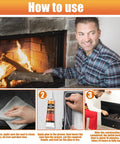 WANJAO wood stove gasket cement kit, 100 ml, fiberglass rope; man installing by fireplace.