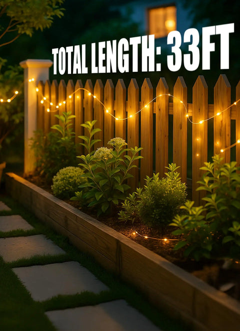 Solar Fairy Lights Outdoor 33 Ft 100 LED Warm White String Lights IP65 Waterproof For Patio Tree Garden Yard Decor