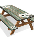 Picnic Table Cover With Bench Covers Set For 72x30 Inch Table And 72x12 Inch Benches, Elastic Waterproof Fitted Tablecloth In Wood Grain Pattern