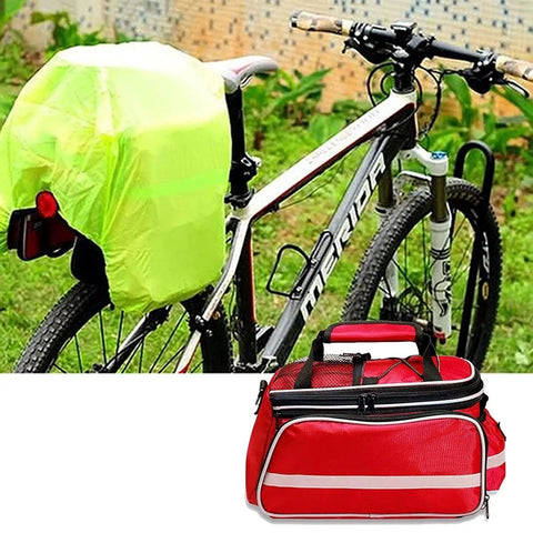 Waterproof Nurse Tote Bag And Travel First Aid Kit Rugged Multifunction Medical Organizer next to bicycle with green cover