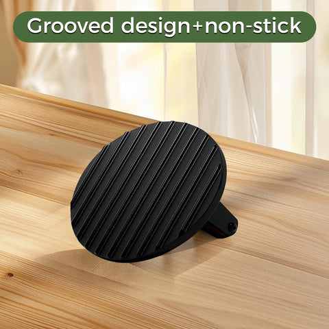Cast Iron Smash Burger Press 7 Inch for Juicy Patties and Crispy Bacon Grooved Grill Press Tool on wooden surface
