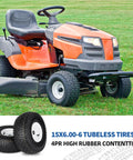 Two Pack Tubeless Front Tires And Wheel Set For Lawn Mowers 15x6.00-6 With 3 Inch Offset Hub 3/4 Inch Bearing 4 Ply Fits John Deere