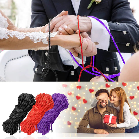 Soft Silk Bondage Rope Set 32 Feet Each 8mm Thick Two Pack For BDSM Shibari Play used in wedding ceremony and gift giving scene.
