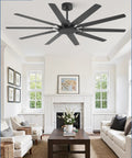 65 Inch Large Ceiling Fan No Light With Remote 6 Speed Reversible Quiet DC Motor 10 Blade Dual Color Black And Wood Grain