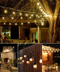 Warm white glow from 15 Pack 2W S14 LED Replacement Bulbs For Outdoor String Lights, creating cozy patio ambience at night.