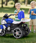 6V Kids Electric Three-Wheel Ride-On Motorcycle For Ages 3-8, Totally Durable Toy Bike With Headlight, Horn, MP3 USB Music, Phone Connect, Safe Low Speed 1.9-3.1 MPH, Perfect For Boys And Girls, blue three-wheel ride-on