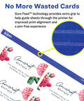 Avery printable business cards with Sure Feed technology; white 2 x 3.5 in cards with blue strip, 250 blank