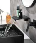 Wall Mount Bathtub Filler Faucet With Waterfall Flow, Roman Tub Filler, Single Handle Bathroom Sink Faucet Kit, Matte Black