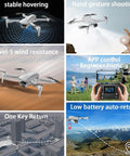 Dope 4K Camera Drone For Adults And Beginners with foldable design, stable hovering, gesture control, and low battery return features
