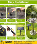 Eight Nozzles Solar Water Fountain Kit With Granite Rock Look setup and installation steps for backyard garden pond bird bath