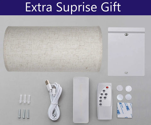 Fabric Wall Sconce Lighting 11.8 Inch Tall Two Pack With Remote No Fuss 3 Color Modes accessories and fixtures displayed