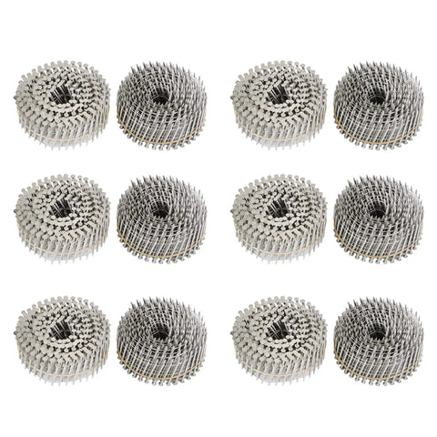 3600-Count Stainless Steel Ring-Shank Siding Nails, 1-3/4 Inch By 0.090 Inch, 15-Degree Wire-Collated Coil Nails With Full Round Head