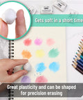 Person using Kneaded Art Erasers Four Pack White Soft Moldable Erasers For Charcoal Graphite And Pastel Drawing on a notebook