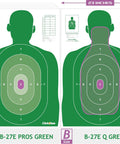 Double Sided Shooting Targets 5 Pack 23 By 35 Inches Full Size B-27E PROS And FBI-Q Tactical Silhouette for training in green