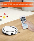 V3s Pro Robot Vacuum Cleaner With Tangle-Free Pet Hair Suction in pearl white on hardwood with remote control