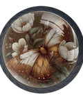 Set Of 4 1.37 Inch Round Cabinet Knobs Brown Butterfly And Flower Design, Glass And ABS Knob Handles Close-Up View