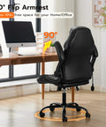 Ergonomic Office Desk Chair With Padded Flip Up Arms Adjustable Lumbar Support PU Leather Executive Chair in office setup.