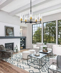 Three Light Linear Kitchen Island Chandelier Rectangle Pendant Lights For Dining Room Farmhouse Hanging Lights With Glass Shades Black And Gold Finish
