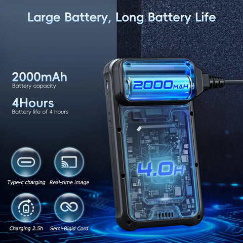 Heavy Duty Endoscope Borescope With Light 4.3 Inch HD Display Handheld Waterproof Sewer Inspection Camera, 2000mAh battery, 4-hour life