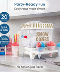 Retro Tabletop Shaved Ice Maker With Heavy Duty Stainless Blades And Cups Whip Up 20 Fresh Snow Cones And Cold Slushies Straight Up Chill Summer Beat The Heat Party Essential Pure White on countertop.