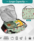 Insulated Lunch Bag With Shoulder Straps, Portable Cooler Bag For Office, School, And Travel, Lightning Bolt Design, Durable Polyester Construction, Spacious Main Compartment, Side Mesh Pockets For Drinks, Great For Meals open with food inside