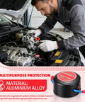 No Brainer Car Safety Upgrade Automatic Aerosol Fire Extinguisher With Rapid Heat Activation and Peel Stick Adhesive Mount for Engine Bays Garages and Office Spaces Game Changer, shown in car engine.