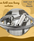Adjustable Indoor Outdoor Wire Curtain Rod System With 16.4 Ft Reach And 24 Clips For Room Divider, Clothesline Hanger, Kids Craft Art Decor On Walls Everywhere with coiled stainless steel wire and metal fittings