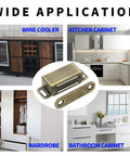 Hassle Free Magnetic Cabinet Door Catch 8 Pack Slick Bronze Finish Rust Proof Stainless Steel Latch in various applications.