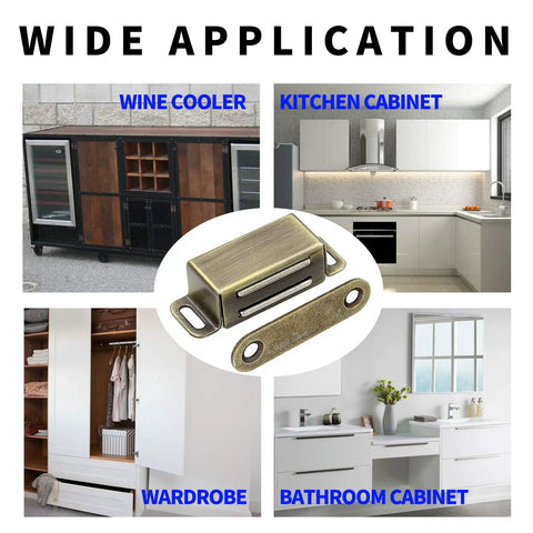 Hassle Free Magnetic Cabinet Door Catch 8 Pack Slick Bronze Finish Rust Proof Stainless Steel Latch in various applications.
