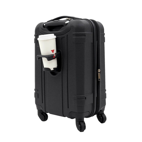 20 Inch Astral Hardside Carry On Luggage With Built In 3 In 1 Cup Holder, Phone Holder And USB Port, Black, Your Travel Sidekick