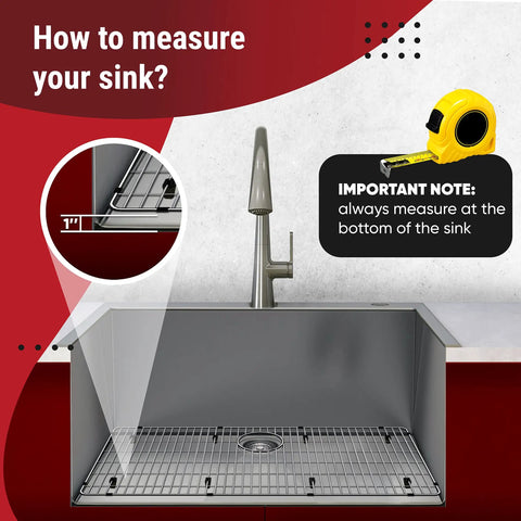 How to measure sink with Heavy Duty Stainless Steel Sink Protector Grid For Kitchen Sink 27.5 By 13.5 Inches.