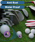 Prison Mike Golf Ball Marker With Magnetic Hat Clip The Office Themed Funny Golf Accessory For Men Dope Gift For Dad Husband Or Boyfriend Unique Birthday Or Anniversary Present shown near golf clubs.