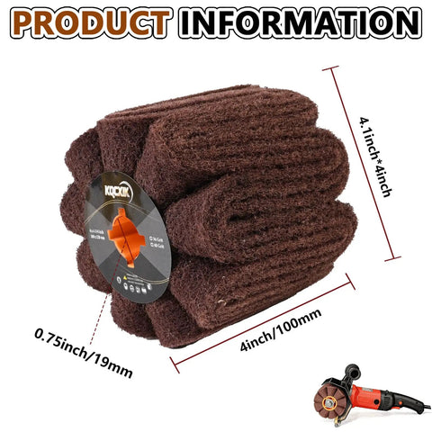 Pro Grade Heavy Duty Wave Shaped Nonwoven Surface Conditioning Tool 4.1 By 4 Inch for Polishing Machines, shown front view