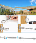 Beefed Up Heavy Duty One Quarter Inch Wire Rope Kit with stainless cable and hardware for shade sails installation demo.
