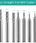 Seven Piece Straight End Mill Set With Four Flute Pro Grade Carbide Bits Square Nose Router Bits For Wood Metal Aluminum Steel Metric 1.5mm To 6mm Heavy Duty Milling Bits For Boss Level Precision