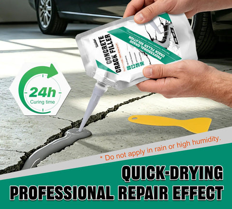 Heavy Duty Concrete Crack Filler And Self Leveling Cement Sealant Kit For Driveway Fixes That Hit Different Featuring Quick Drying Formula in use applying repair solution