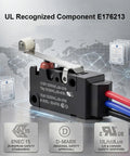 Heavy Duty IP67 Waterproof Micro Switch UL Recognized Component 10 Amp High Current Limit Switch with roller lever and wires.