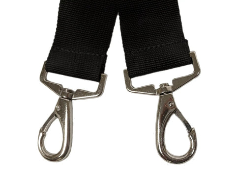 Air Channel Molded Suspenders With Spring Hooks For Tool Belts Ultra Comfortable Thick Foam Shoulder Pads Adjustable Lengths Ventilated Airflow Durable Duratek Nylon Build Reliable Support For Your Gear From Contractor Pro showing metal spring hooks