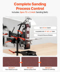 VEVOR 1500W Belt Grinder Sander With VFD Variable Speed Control 72X2 Inch Polisher Knife Making Machine showing sanding belts and control features.