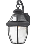 Newbury 14 Inch Outdoor Wall Lantern in Mystic Black With Clear Beveled Glass, Classic French Country Style Exterior Lighting