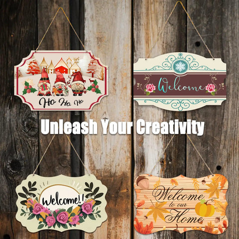 8 Pack 10 Inch Double Sided Aluminum Sublimation Door Sign Blanks With Jute Rope For Heat Press DIY Craft Plaques