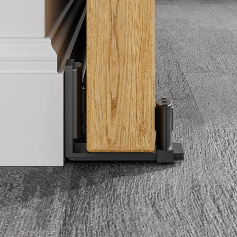 Sliding Barn Door Floor Guide Adjustable Bottom With Double Nylon Rollers Wall Mounted Heavy Duty Steel Frame Fits 1 To 2 Inch Doors And Delivers Smooth Quiet Sliding For Home Reno Upgrades